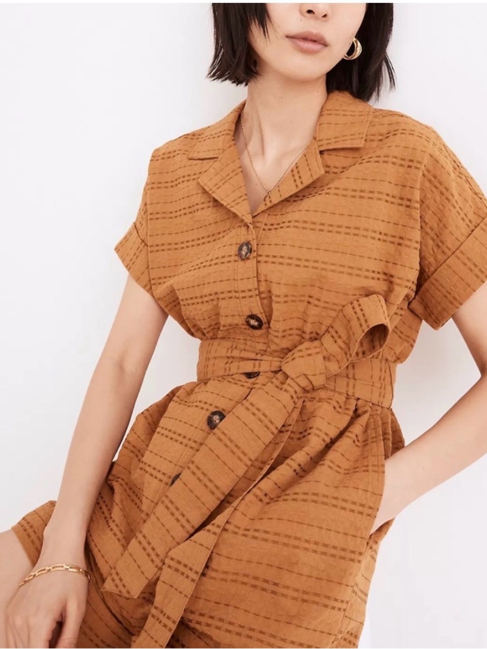 Madewell Textured Camel Romper